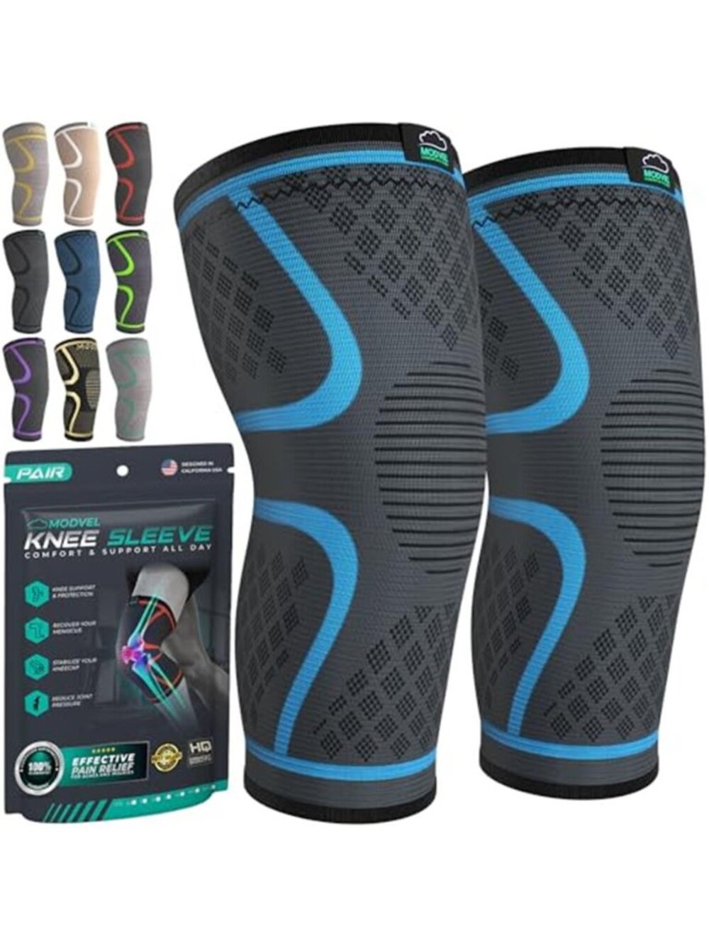 New Compression Knee Brace for Women & Men, 2-Pack Knee Brace for Running
